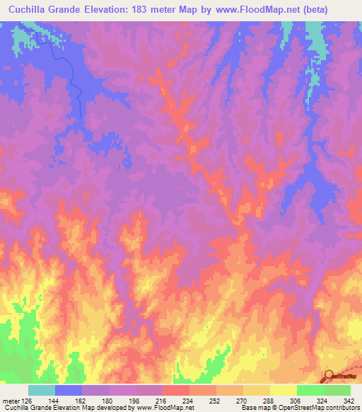 Cuchilla Grande,Uruguay Elevation Map
