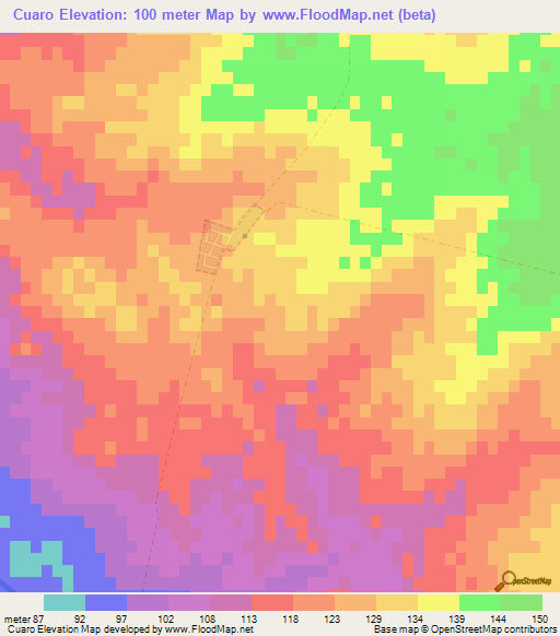 Cuaro,Uruguay Elevation Map