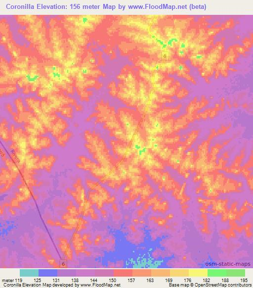 Coronilla,Uruguay Elevation Map
