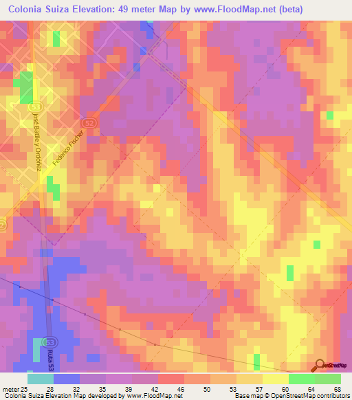 Colonia Suiza,Uruguay Elevation Map