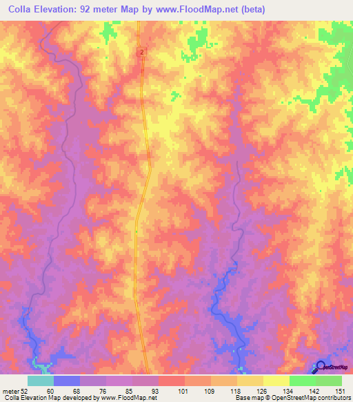 Colla,Uruguay Elevation Map