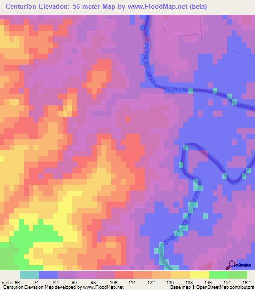 Centurion,Uruguay Elevation Map