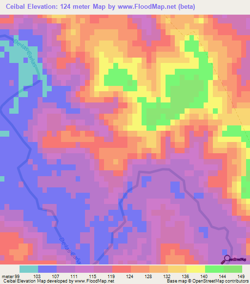Ceibal,Uruguay Elevation Map