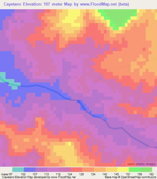 Cayetano,Uruguay Elevation Map