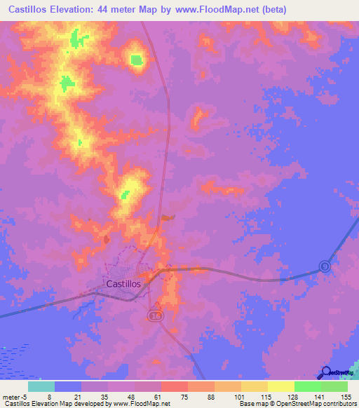 Castillos,Uruguay Elevation Map