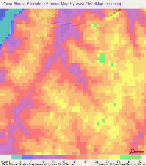 Casa Blanca,Uruguay Elevation Map