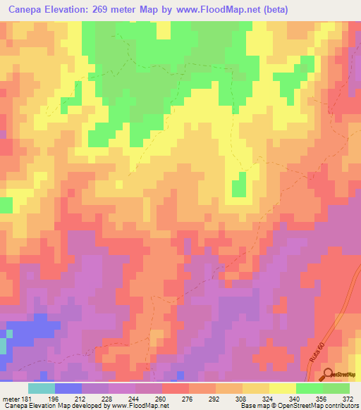 Canepa,Uruguay Elevation Map