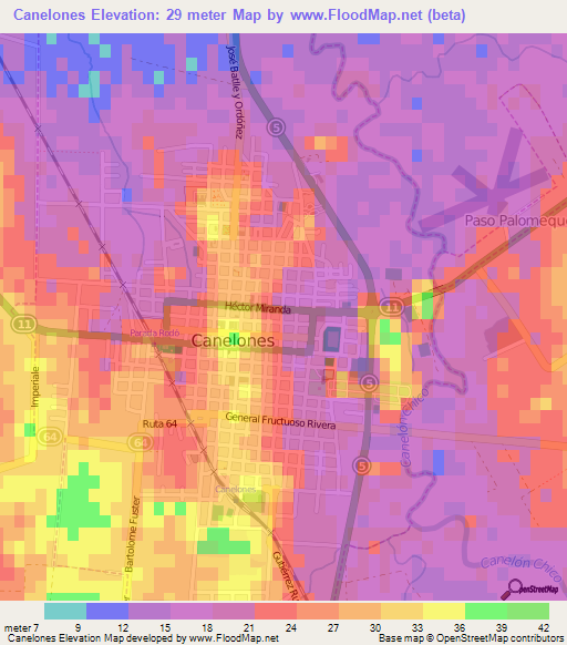 Canelones,Uruguay Elevation Map
