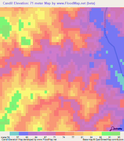 Candil,Uruguay Elevation Map