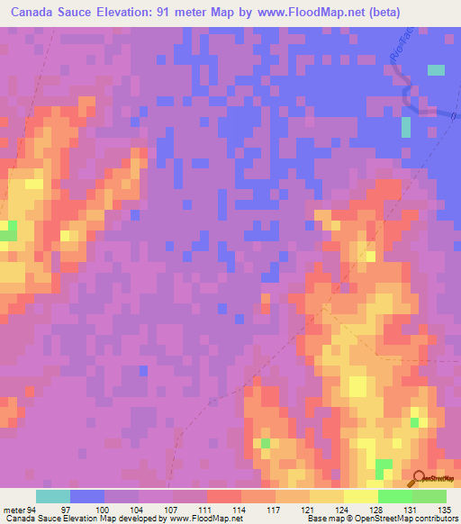 Canada Sauce,Uruguay Elevation Map