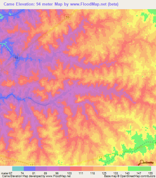 Came,Uruguay Elevation Map