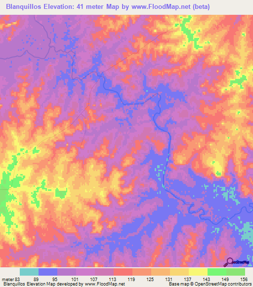 Blanquillos,Uruguay Elevation Map
