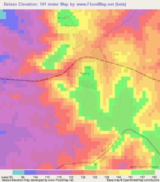 Beisso,Uruguay Elevation Map