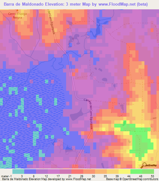 Barra de Maldonado,Uruguay Elevation Map