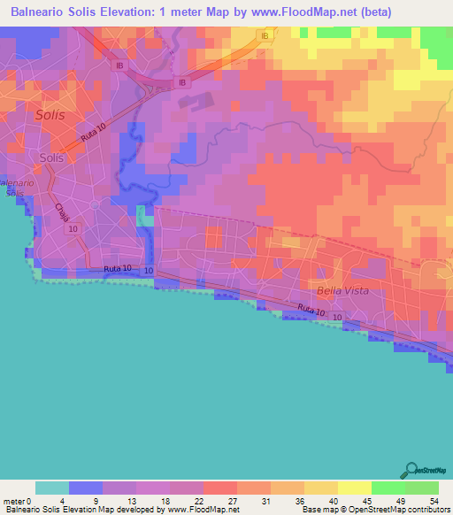 Balneario Solis,Uruguay Elevation Map