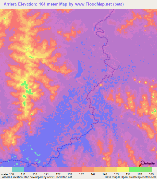 Arriera,Uruguay Elevation Map