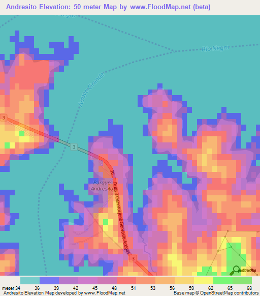 Andresito,Uruguay Elevation Map