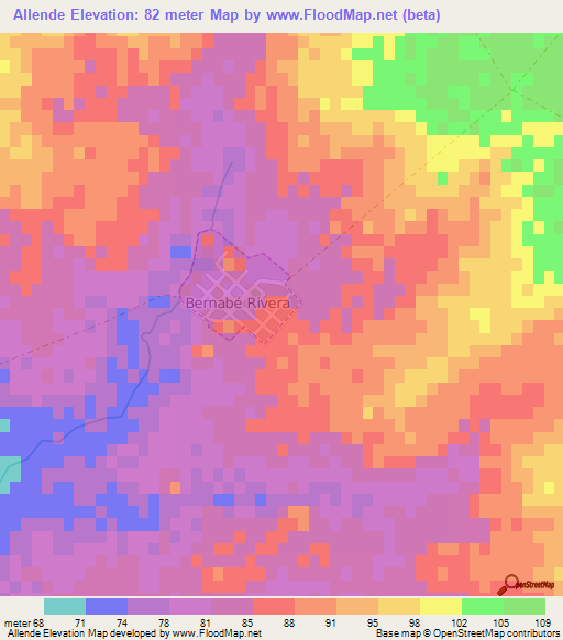 Allende,Uruguay Elevation Map