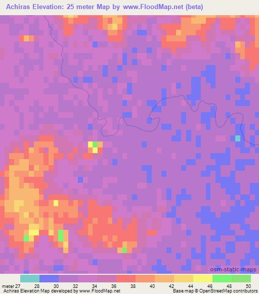 Achiras,Uruguay Elevation Map
