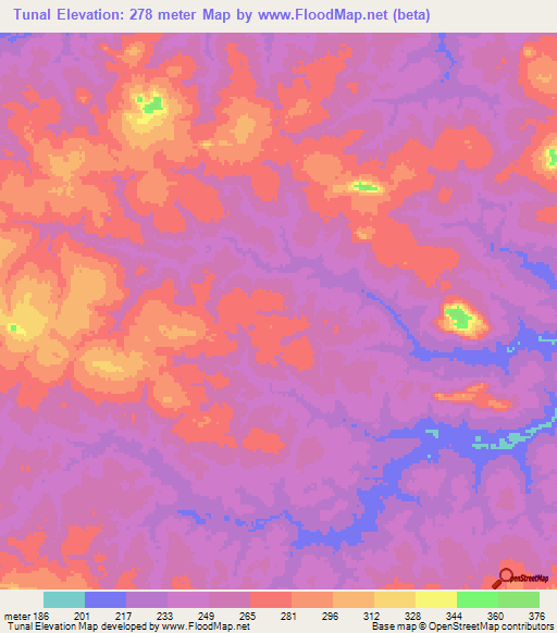 Tunal,Bolivia Elevation Map