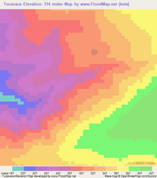 Tucavaca,Bolivia Elevation Map