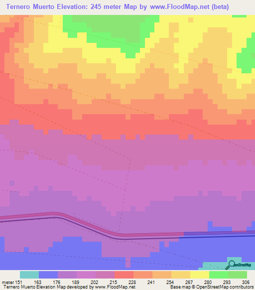 Ternero Muerto,Bolivia Elevation Map