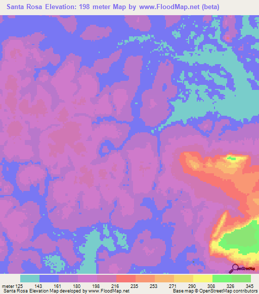 Santa Rosa,Bolivia Elevation Map