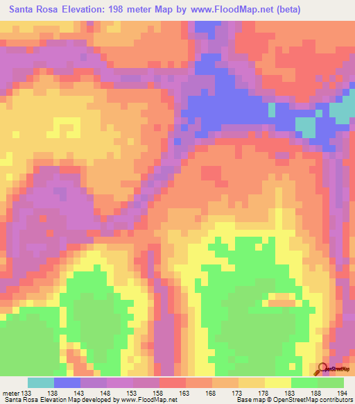 Santa Rosa,Bolivia Elevation Map