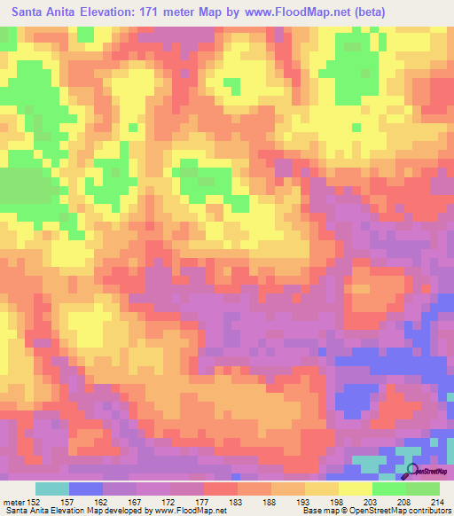 Santa Anita,Bolivia Elevation Map
