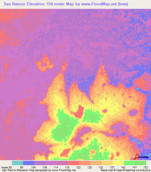 San Ramon,Bolivia Elevation Map