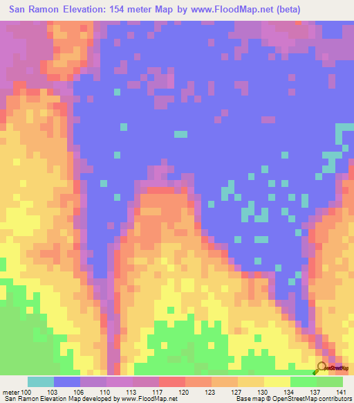 San Ramon,Bolivia Elevation Map