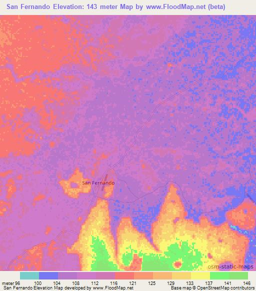 San Fernando,Bolivia Elevation Map
