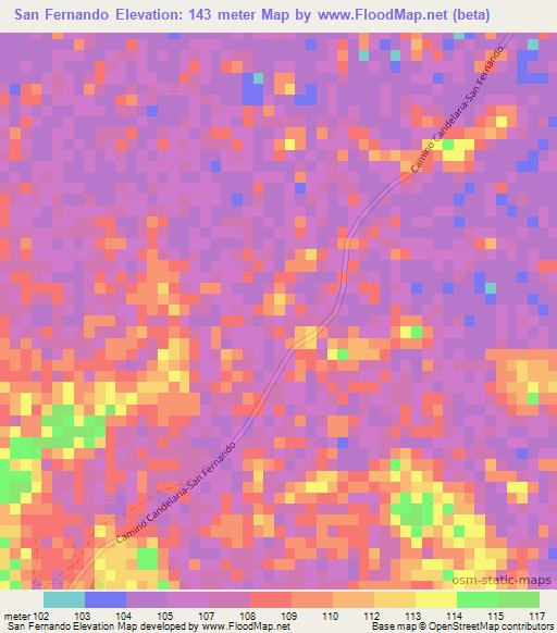 San Fernando,Bolivia Elevation Map