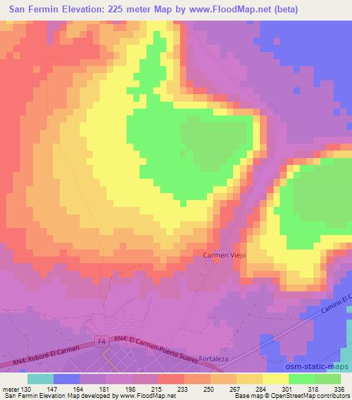 San Fermin,Bolivia Elevation Map