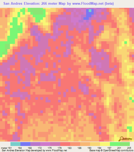 San Andres,Bolivia Elevation Map