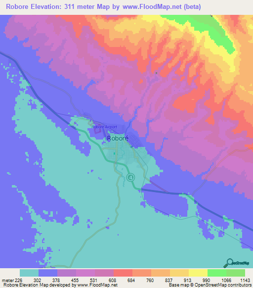 Robore,Bolivia Elevation Map