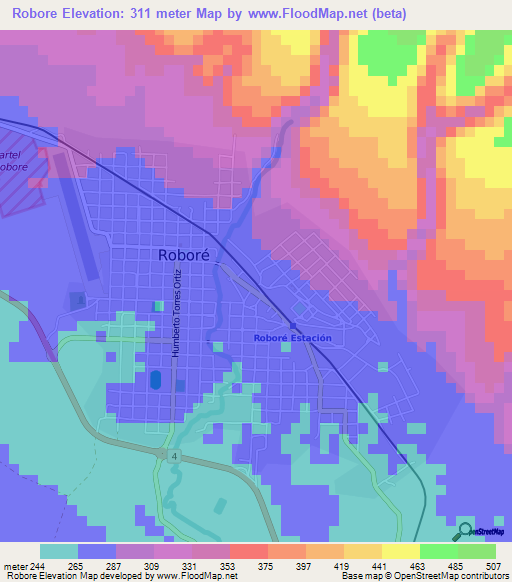 Robore,Bolivia Elevation Map