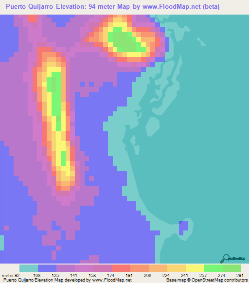 Puerto Quijarro,Bolivia Elevation Map