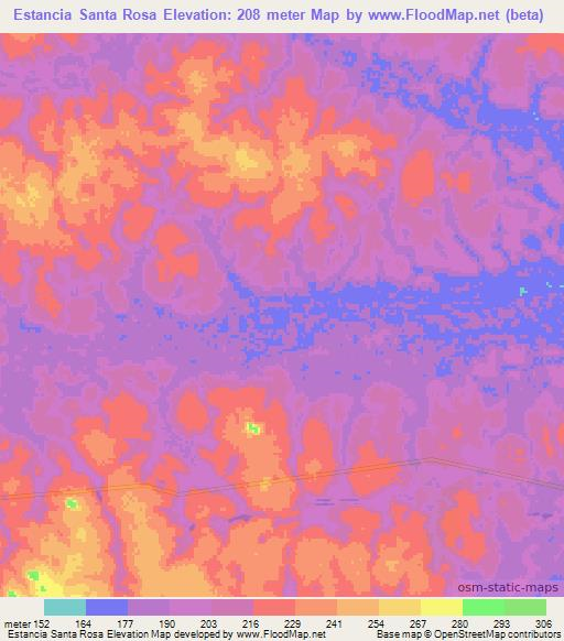 Estancia Santa Rosa,Bolivia Elevation Map