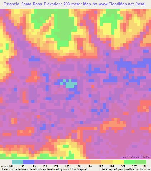 Estancia Santa Rosa,Bolivia Elevation Map