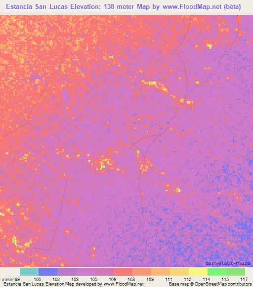 Estancia San Lucas,Bolivia Elevation Map
