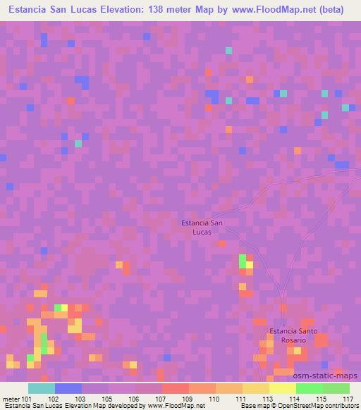 Estancia San Lucas,Bolivia Elevation Map