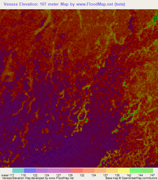 Veneza,Brazil Elevation Map