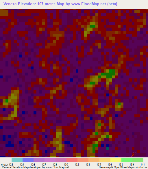 Veneza,Brazil Elevation Map
