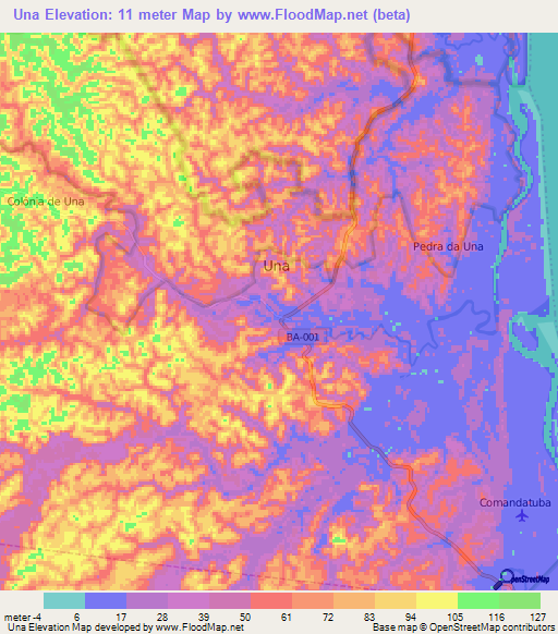 Elevation of Una,Brazil Elevation Map, Topography, Contour