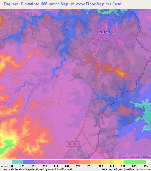 Taquaral,Brazil Elevation Map