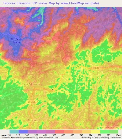 Tabocas,Brazil Elevation Map