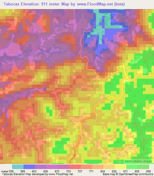Tabocas,Brazil Elevation Map