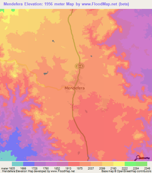 Mendefera,Eritrea Elevation Map