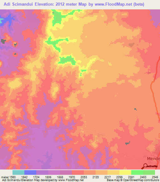 Adi Scimandui,Eritrea Elevation Map